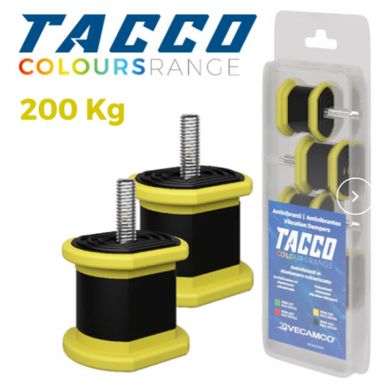 Віброопори Vecamco TACCO - 4 шт (Навантаження 200 кг). Антивібраційні вставки для кондиціонерів, Жовті
