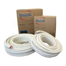 Мідна труба в ізоляції спарена 1/4“ + 3/8“ WHITE PE 9mm BRISCOOL Біла, Ізоляція 9 мм, Туреччина